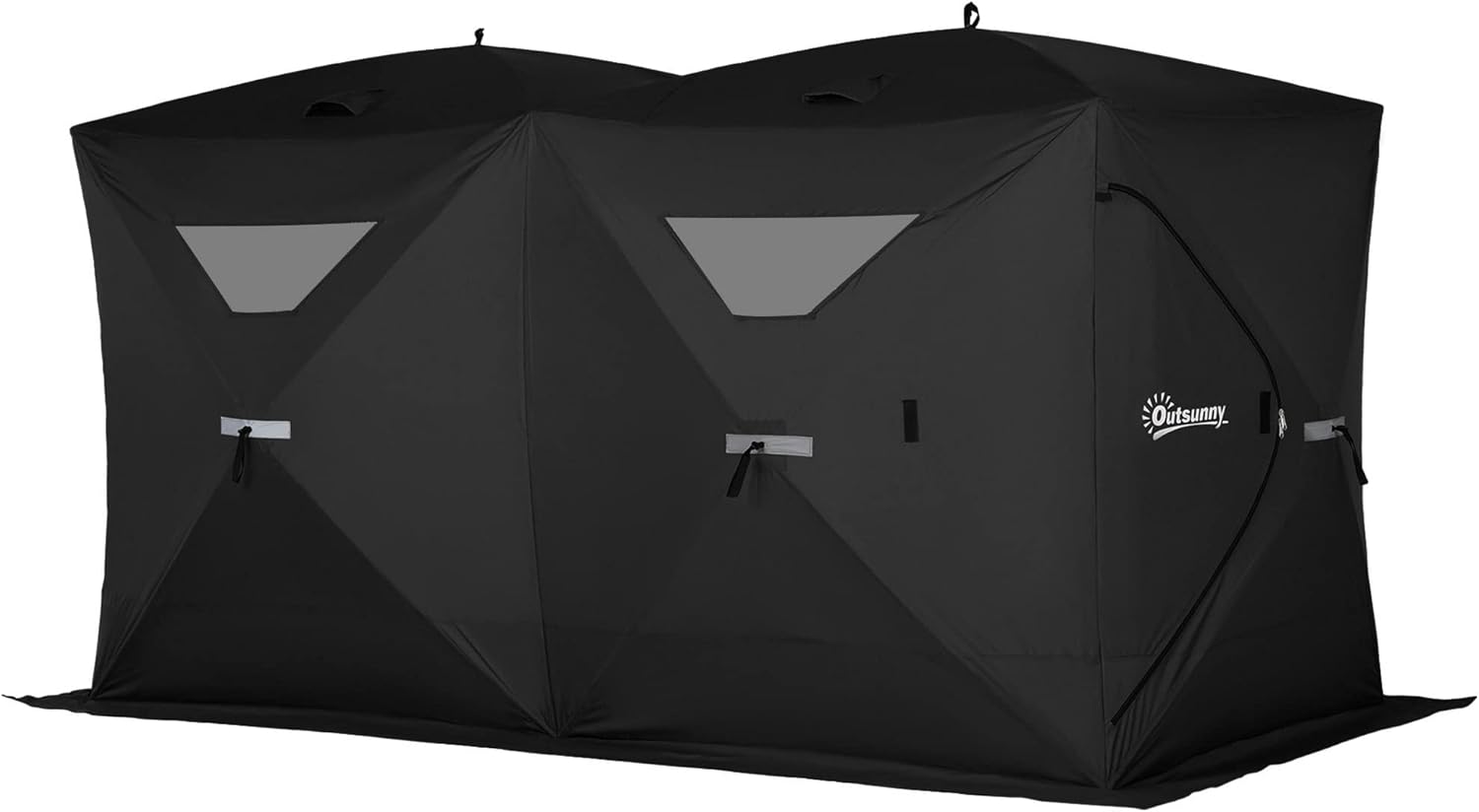 5-8 People Ice Fishing Shelter, Pop-Up Portable Ice Fishing Tent with Carry Bag, Two Doors, Windows and Vents, Ice Shanty for Winter Fishing