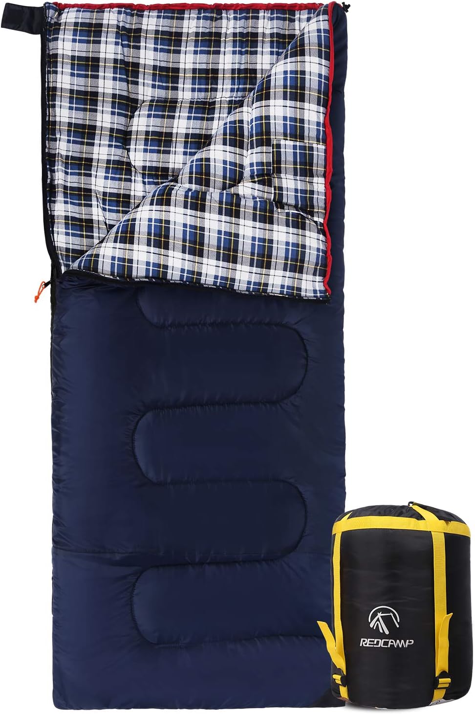 Cotton Flannel Sleeping Bag for Camping Backpacking, Adults Cold Weather Envelope Sleeping Bags with 2lbs Filling