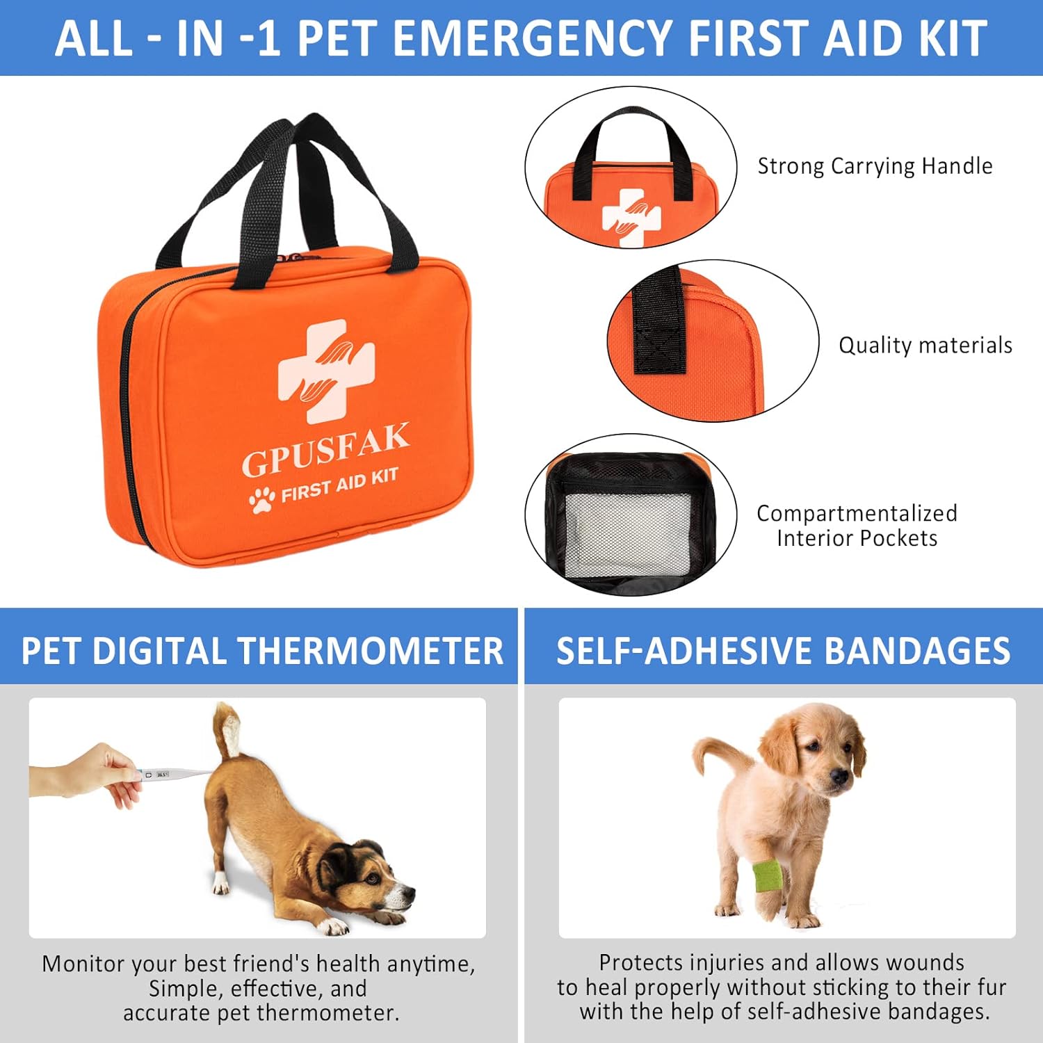 Pet First Aid Kit for Dogs and Cats - Pet Emergency Kit for Traveling Home