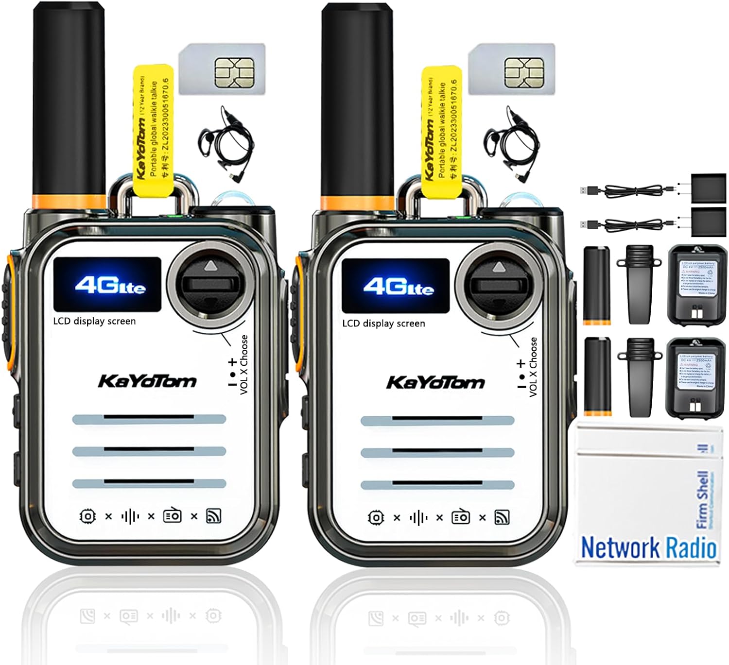 Global Walkie Talkie Unlimited Range,Rapid Radios,4G PoC Rapid Radios Unlimited Range Nationwide,Rechargeable Two Way Radios Long Rang with LED Flashlight,No Platform Fee(2Pcs with SIM)