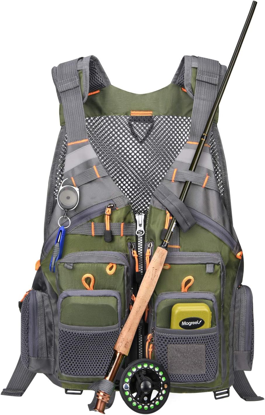 Fly Fishing Vest for Men Women, Comfortable Adjustable Fishing Vest with Multi-Pockets Reflective Stripes