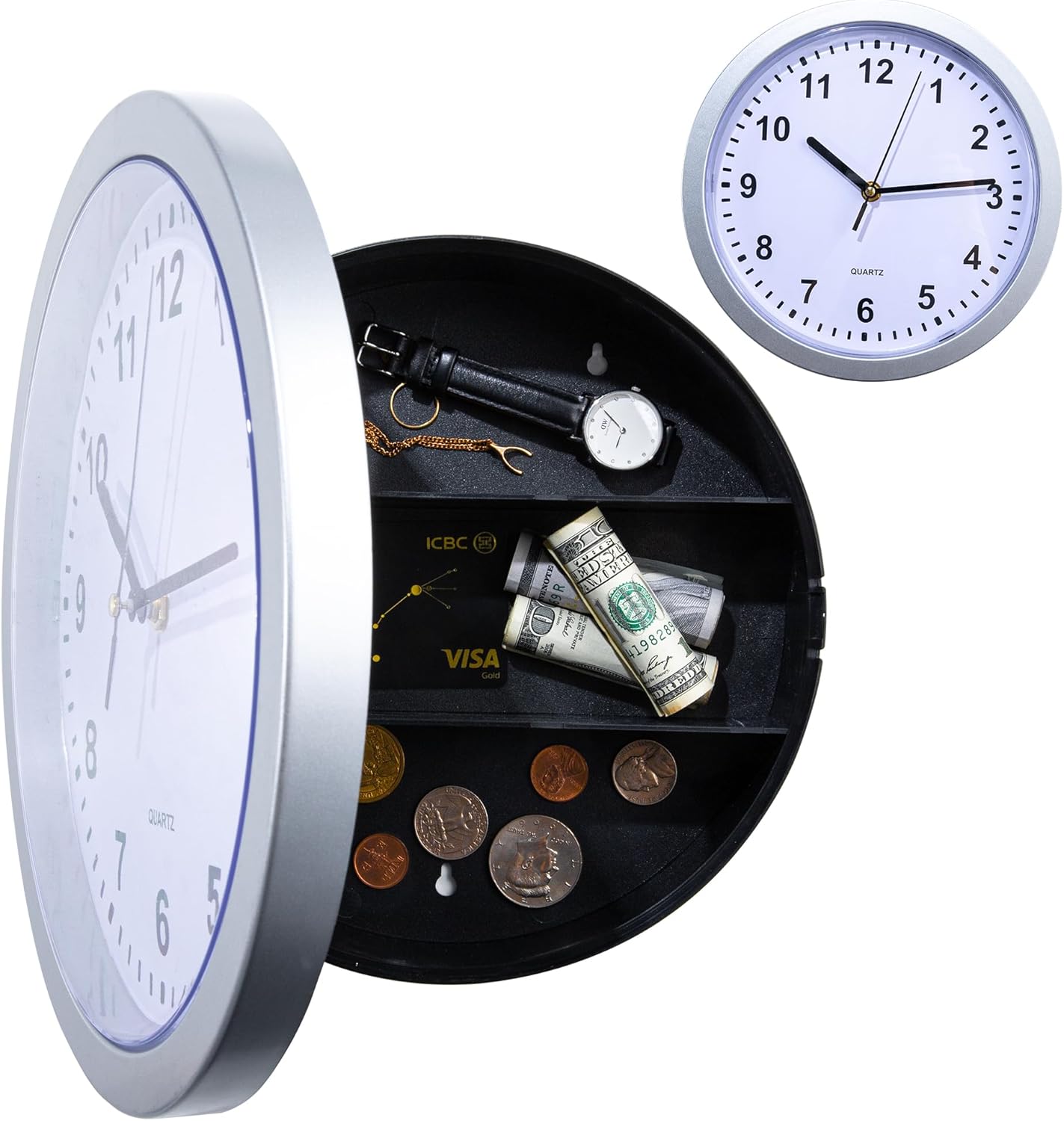 Hidden Safe, Wall Clock Diversion Safe, Secret Compartment, Secret Hidden Clock for Valuables