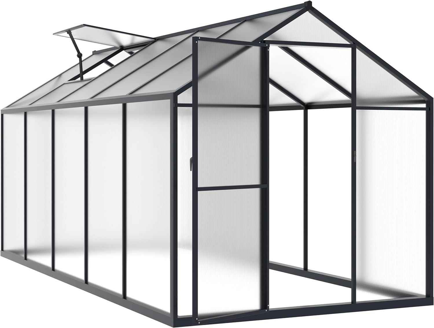 6' x 10' Greenhouse, Upgraded Polycarbonate Green House with Vent, Aluminum Frame, Greenhouses for Outdoors for Yard, Garden, Hobby