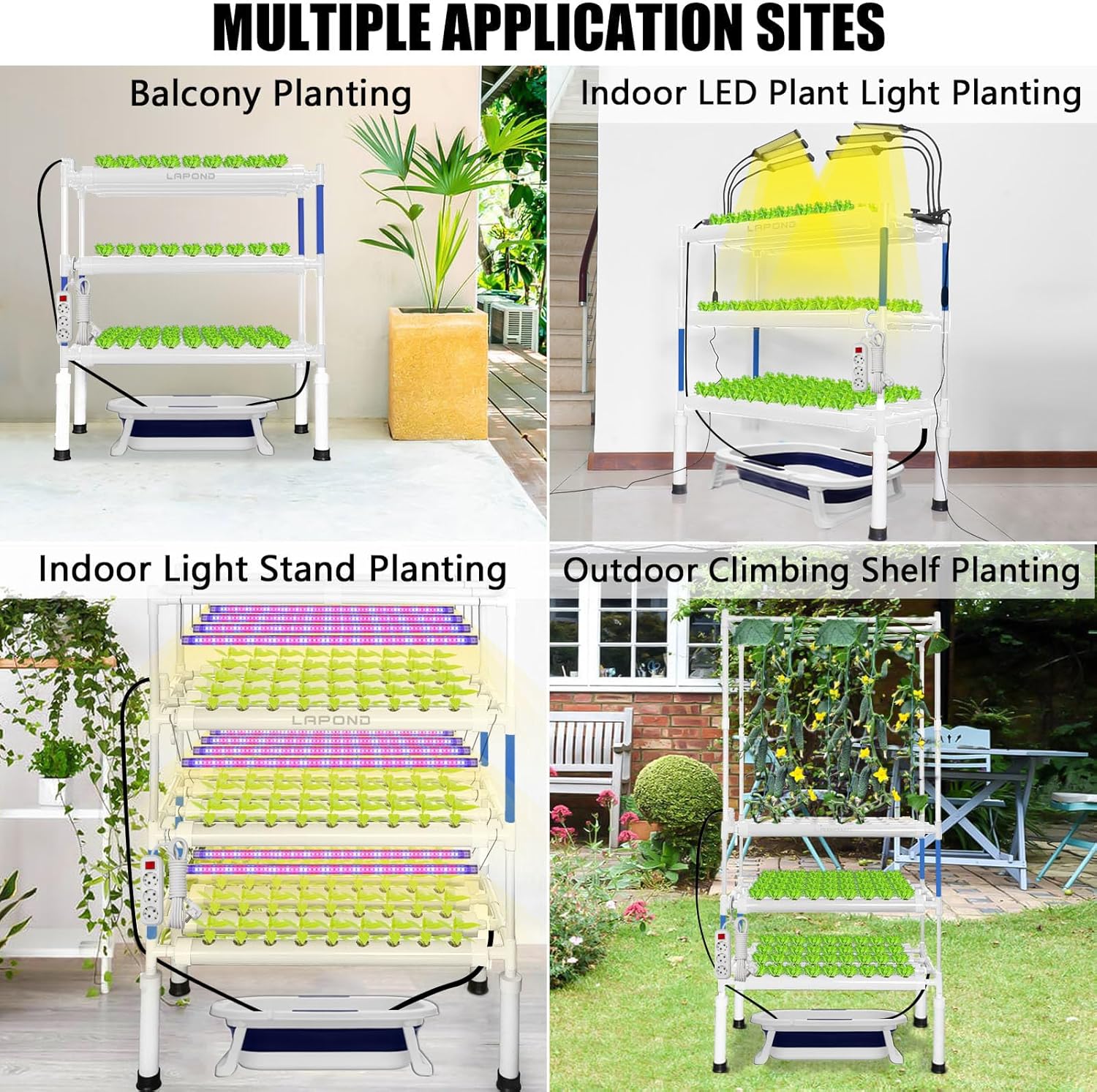 Hydroponics Growing System Kit,108 Plant Sites 3 Layers Food-Grade PVC-U Pipes Hydroponic Grow Kit Gardening System for Vegetables,Fruits,Herb