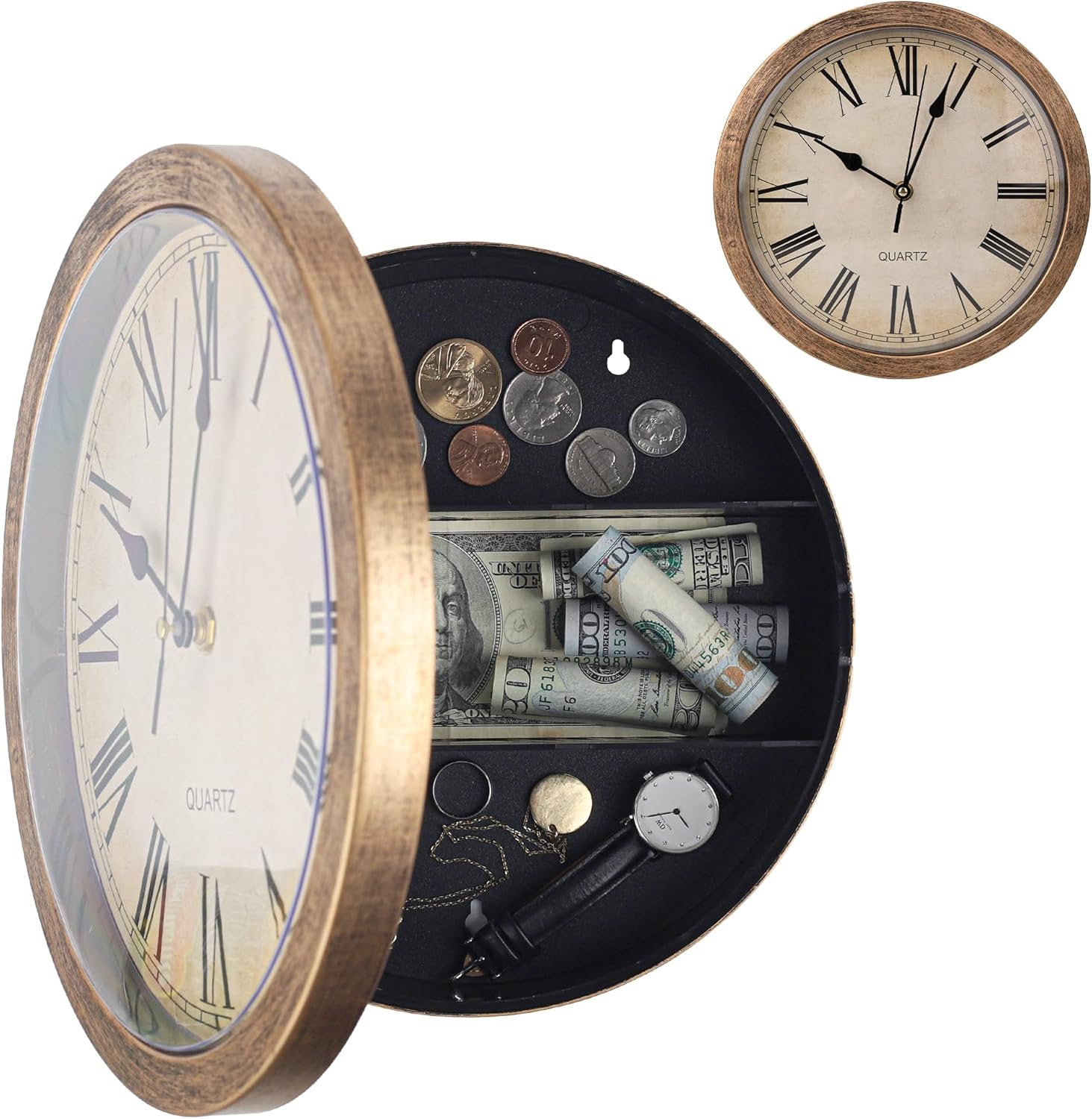 Hidden Safe, Wall Clock Diversion Safe, Secret Compartment, Secret Hidden Clock for Valuables