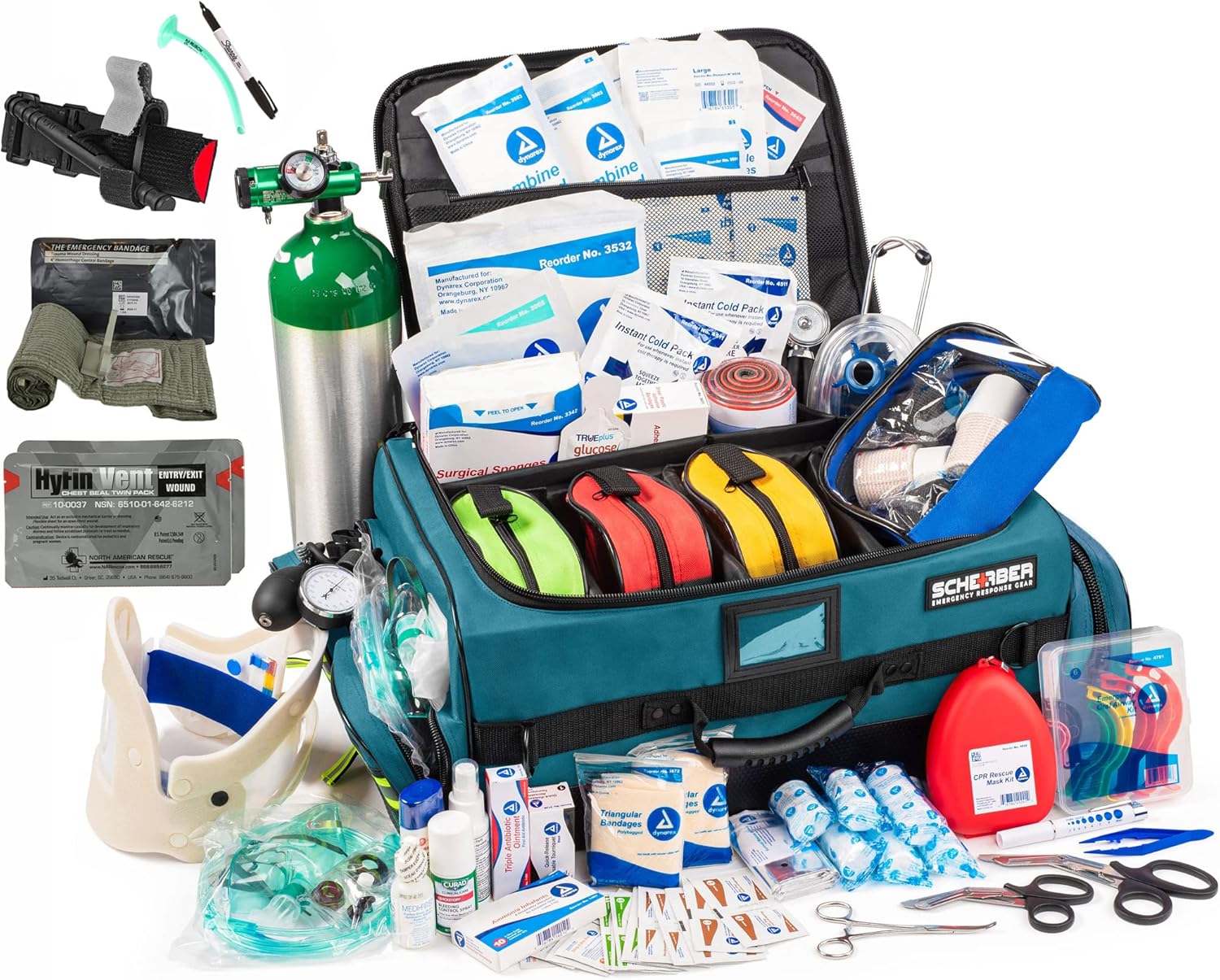 Fully-Stocked Premium First Responder Bag | HSA/FSA Approved | Large Pro EMT/EMS Trauma, Bleeding & Oxygen Medical Kit | CAT Tourniquet, HyFin Chest Seal & 250+ First Aid Supplies