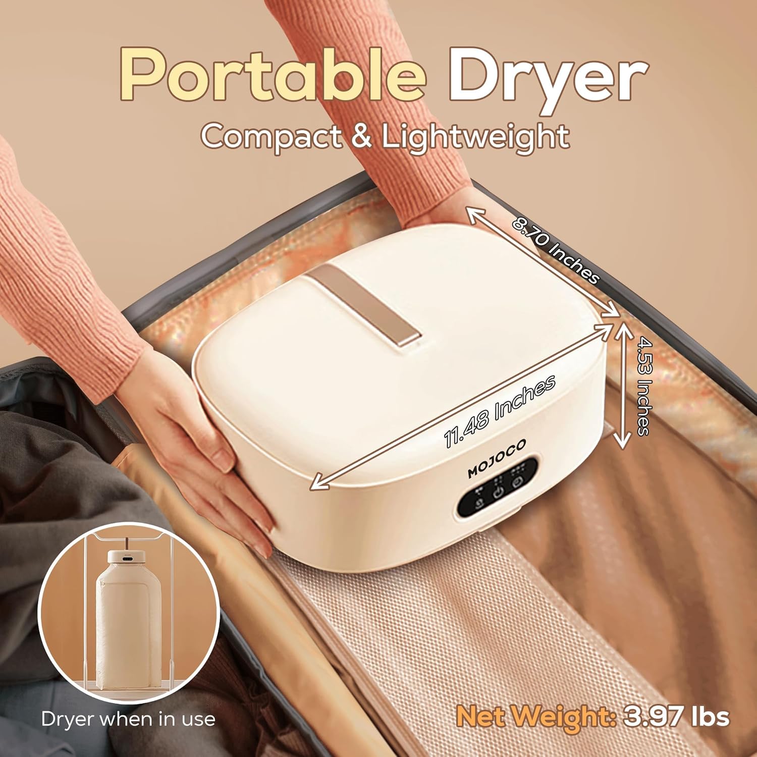 Portable Clothes Dryer - Portable Dryer for Apartment, RV, Travel - Premium Mini Dryer Machine for Light Clothes