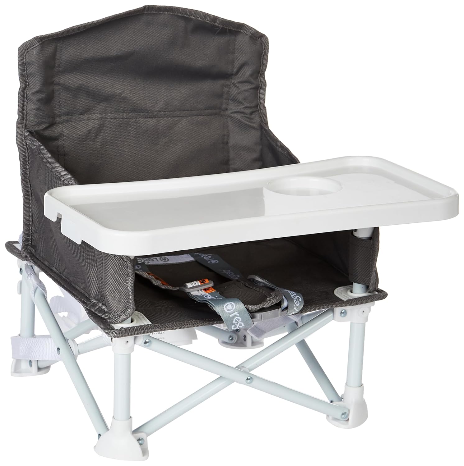 2-in-1 Portable Travel Booster Seat & Activity Chair, Bonus Kit Includes, Oversized Removable Tray with Cup Holder, Gray