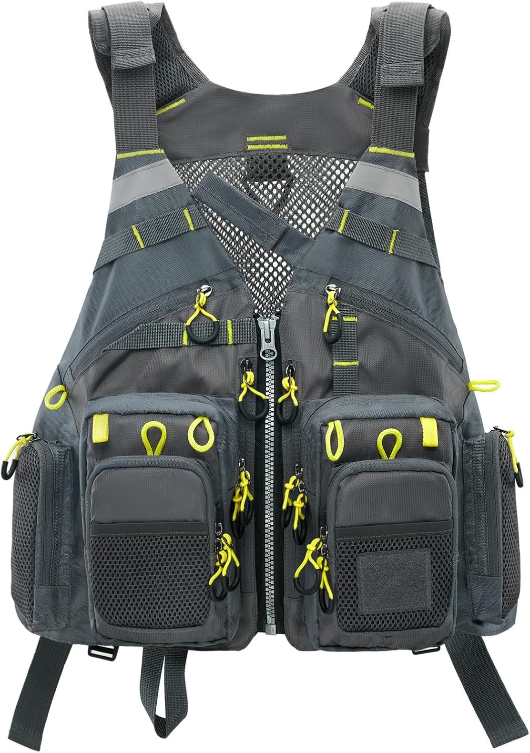 Fly Fishing Vest for Men Women, Comfortable Adjustable Fishing Vest with Multi-Pockets Reflective Stripes