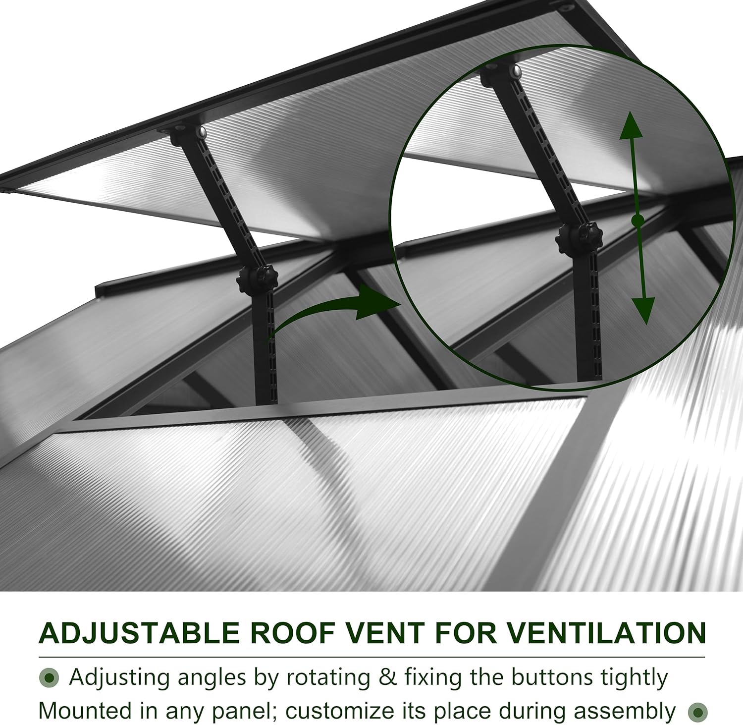 6' x 10' Greenhouse, Upgraded Polycarbonate Green House with Vent, Aluminum Frame, Greenhouses for Outdoors for Yard, Garden, Hobby