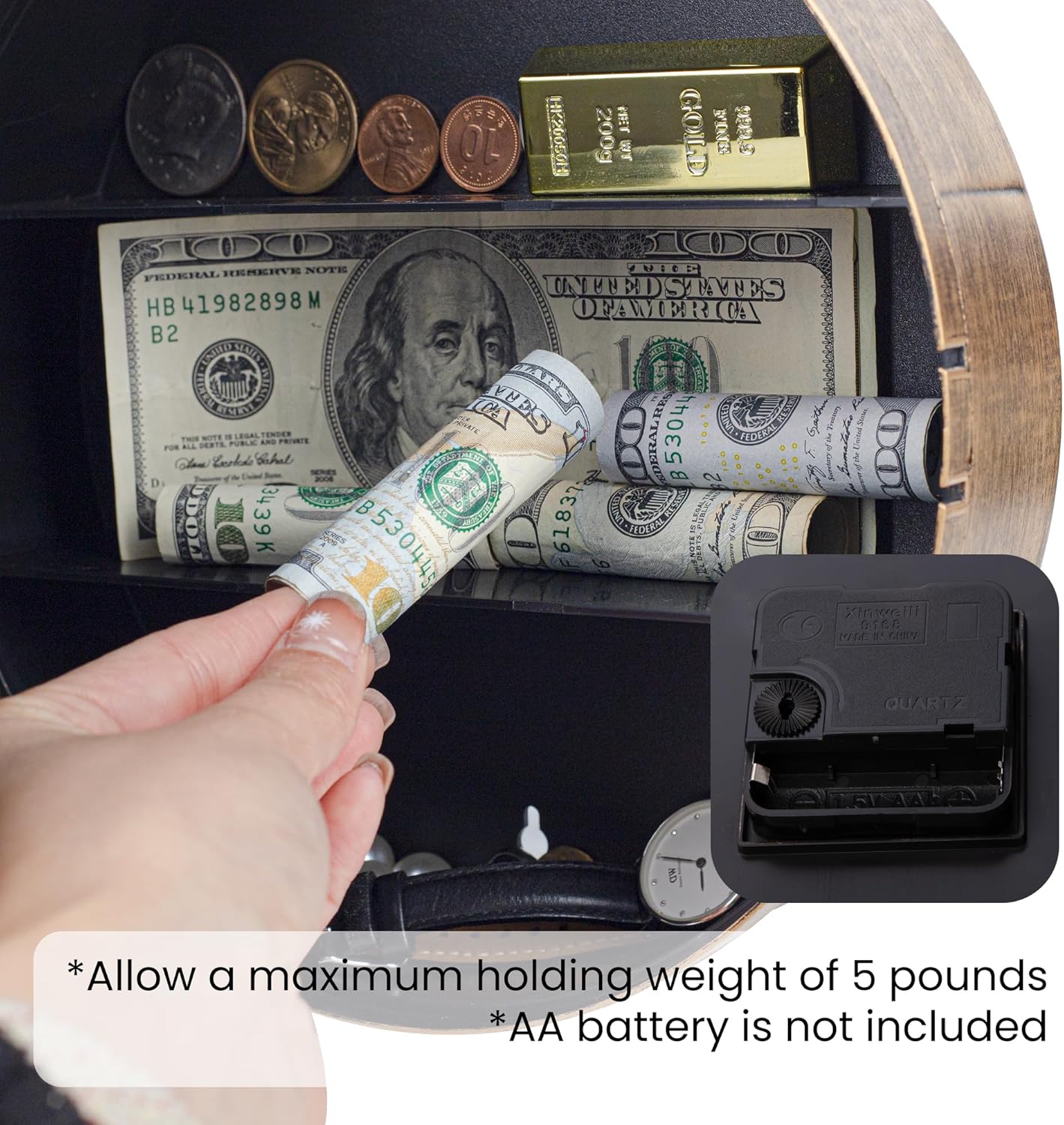 Hidden Safe, Wall Clock Diversion Safe, Secret Compartment, Secret Hidden Clock for Valuables