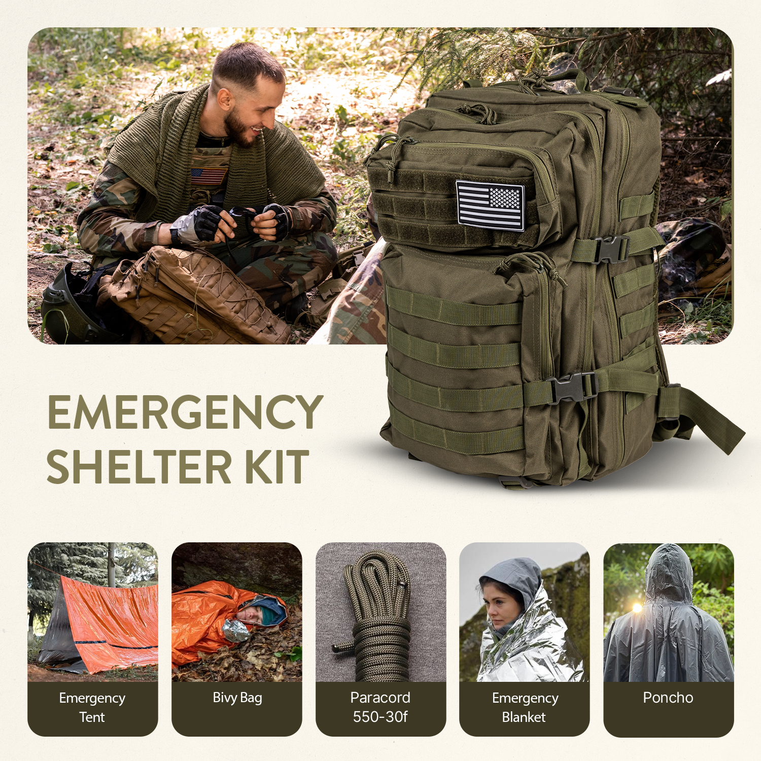 Complete 72 Hour Fully Loaded Bug Out Bag - Emergency Survival Kit - Get Home Bag - Go Bag Emergency Backpack for Earthquake, Disaster, Preparedness - Bugout Gear, Doomsday Preppers Supplies