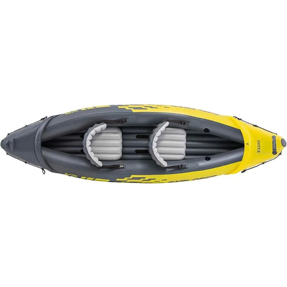 Inflatable Kayak Set Includes Deluxe 86in Aluminum Oars and High-Output Pump – SuperStrong PVC