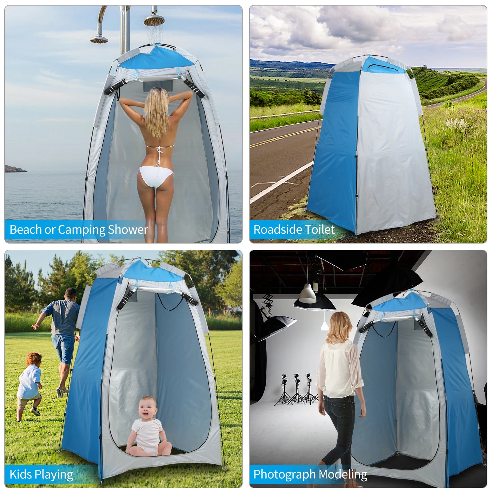 Portable Shower Toilet Changing Tent Sun Rain Shelter Privacy Shelter Tent with Window for Outdoor Camping Beach Bathroom