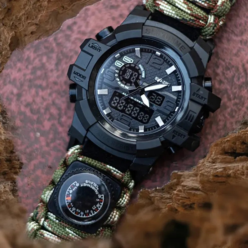 Tactical Paracord Military Watch with Compass and Screwdeiver