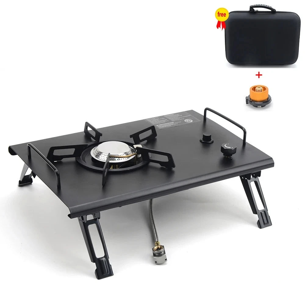 Camping Folding Removable IGT Wood Table Gas Stove  Portable lightweight Camp BBQ Grill Table Outdoor Picnic Fishing table