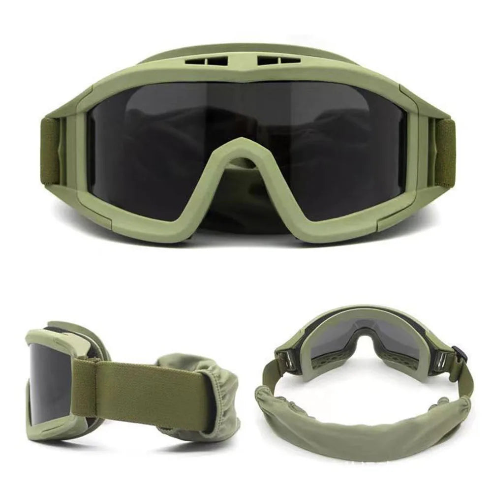 Tactical Goggles Mountaineering Shooting Sunglasses Windproof Sand Control Motocross CS Glasses 3 Lenses Replaceable Motorcycle