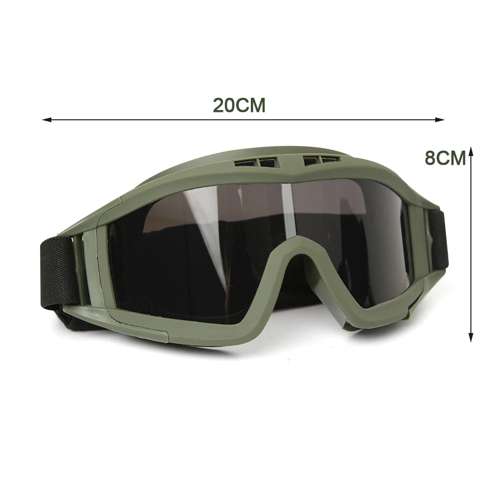 Tactical Goggles Mountaineering Shooting Sunglasses Windproof Sand Control Motocross CS Glasses 3 Lenses Replaceable Motorcycle