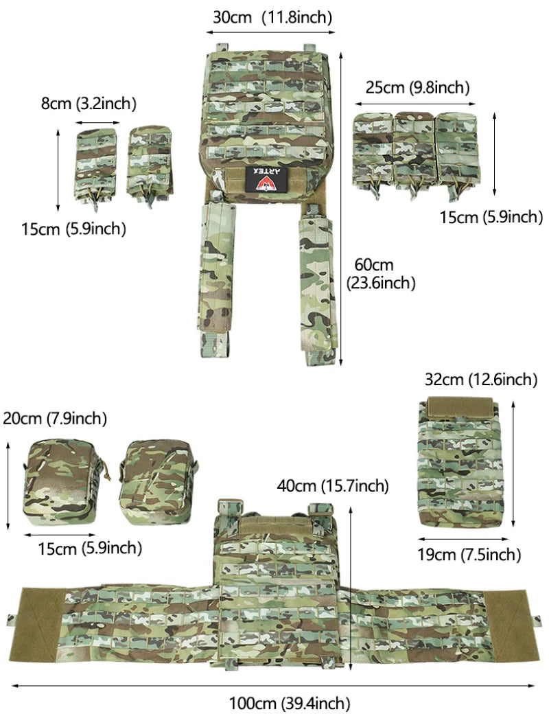 Tactical Vest Pouches Plate Carrier Vest, Hunting Armor, Adjustable Training Vests Breathable 3D Mesh Liner