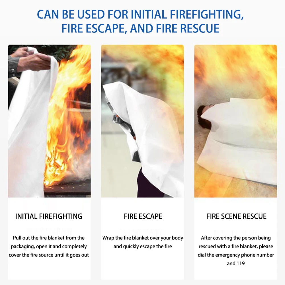 Fire Blanket Fire Flame Retardant Portable Emergency Survival Fire Shelter Safety Cover Fire Extinguisher Reusable Fireproof Mat