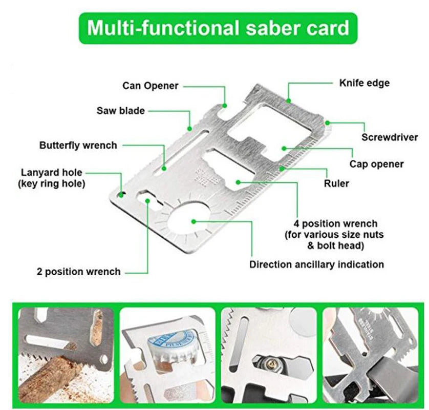 18 In 1 Pocket Credit Card Portable Multi Tools Outdoor Survival Camping Equipment Portable Hiking Cards EDC Tool Survival Gear