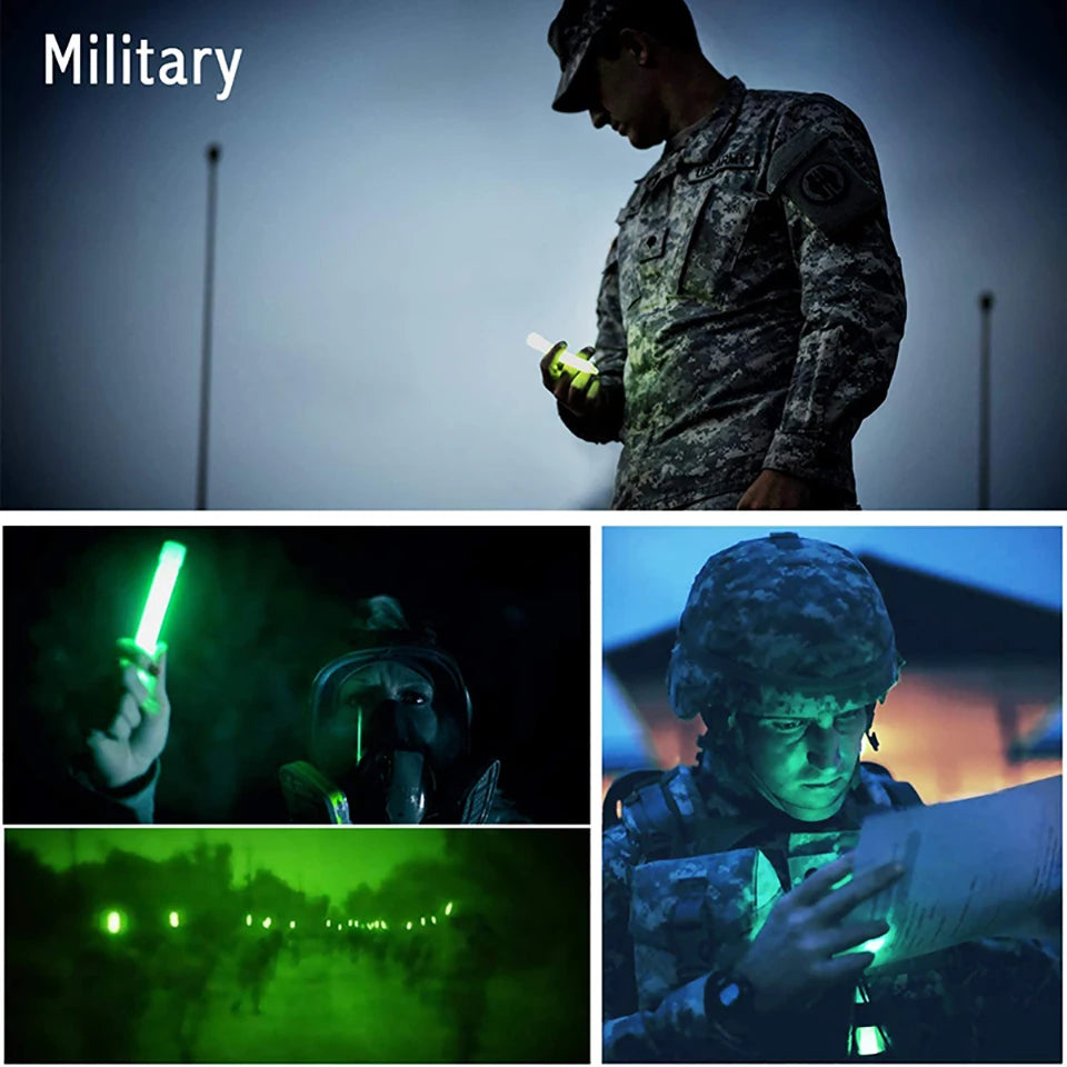 Military Grade 6"  Ultra Bright Industrial Glow Sticks Camping, Outdoor Emergency Light Glowstick, Fluorescent Glow Stick