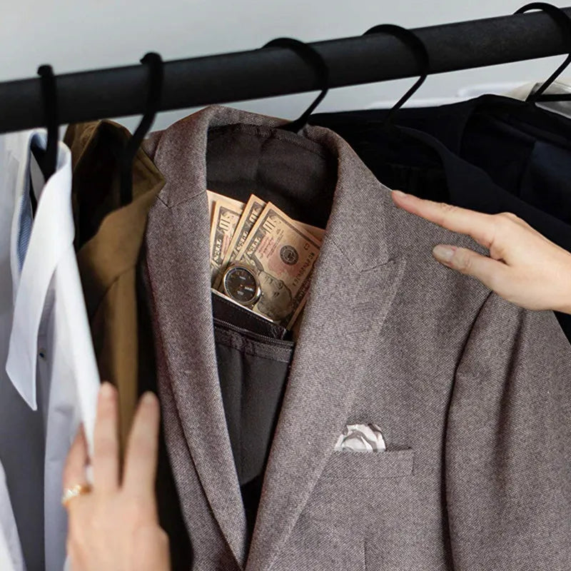 Hanger Diversion Safe Hidden Pocket Safe, Fits Under Hanging Clothes with Pocket to Hide Valuables for Home or Travel