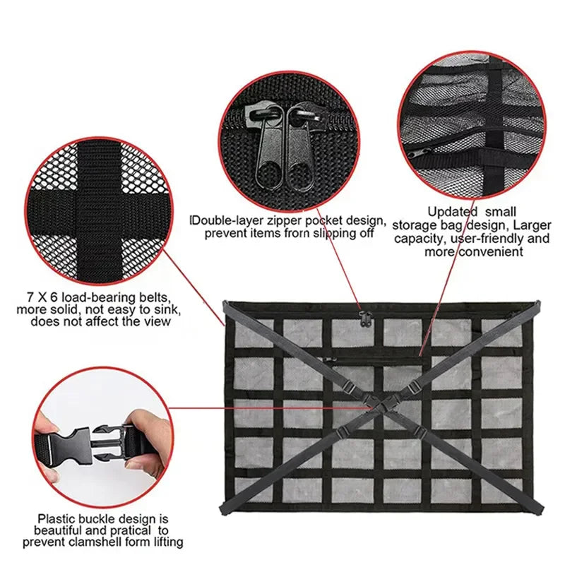 Car Roof Storage Bag Interior Cargo Net Breathable Mesh Bag Car Ceiling Storage Net Pocket Auto Stowing Tidying Accessories