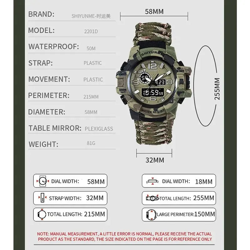 Tactical Paracord Military Watch with Compass and Screwdeiver