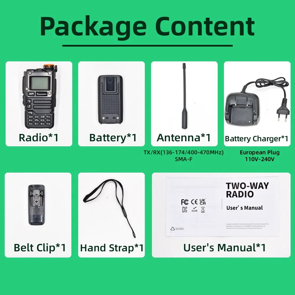 Walkie Talkie Portable Am Fm Two Way Radio Commutator Station Amateur Ham Wireless Set Long Range Receiver