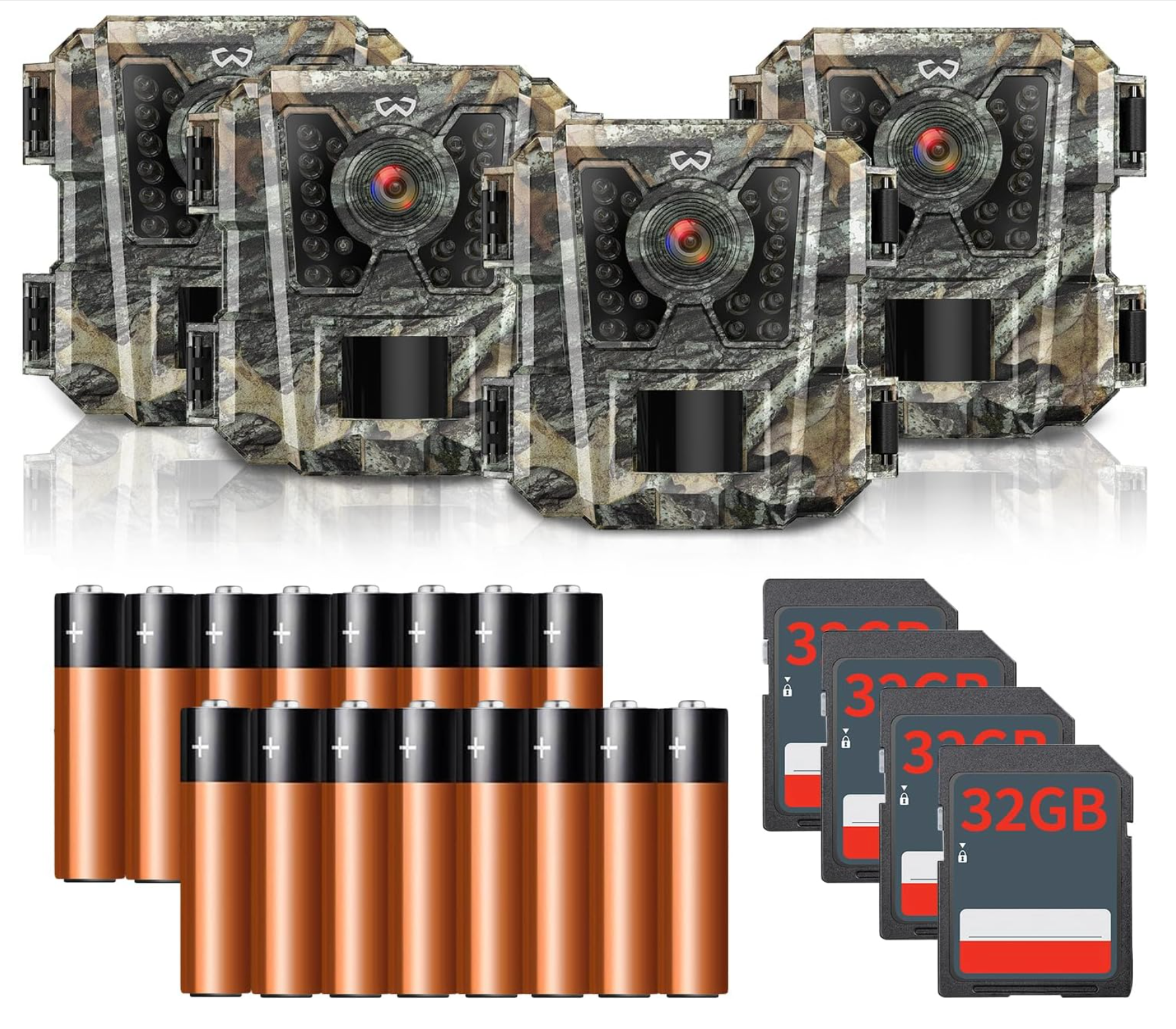 Mini Trail Camera 4 Pack 24MP 1080P HD, Game Camera with SD Card, Waterproof Tiny Hunting Camera Night Vision Motion Activated with Fast Trigger Time for Outdoor Wildlife Monitoring