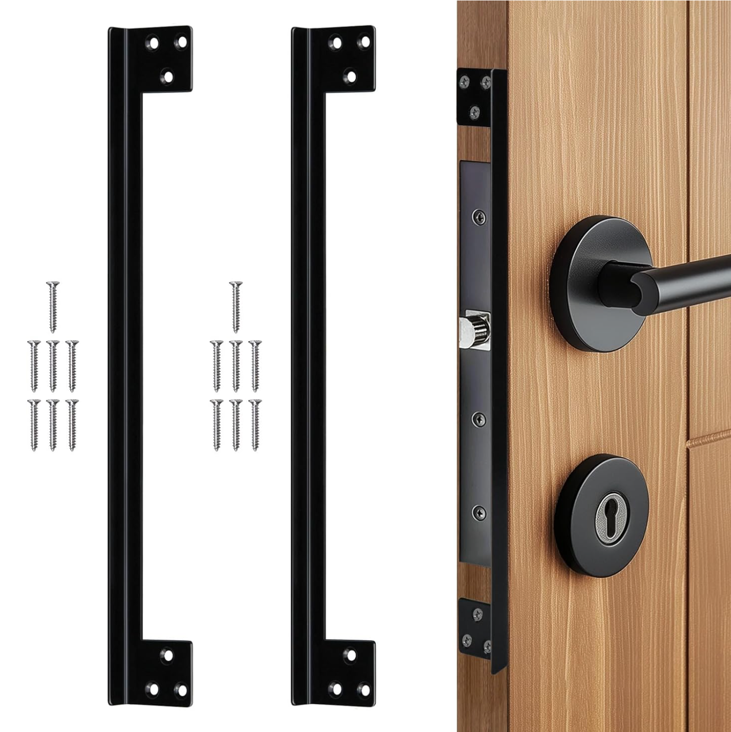 Security Door Latch Cover, 2 Pcs Door Latch Guard Plate, L Shaped Security Reinforcement Striker Plates, Cover The Gap Between Door Lock and Door Frame