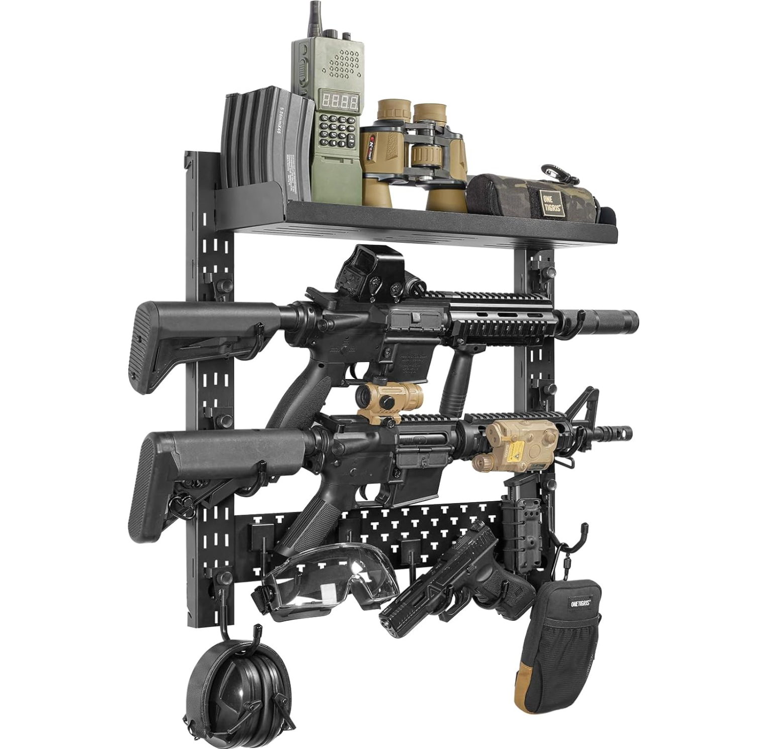 Gun Rack Wall Mount, Indoor Gun Rack for Wall Mount Horizontal Wall Gun Rack Indoor Floor for Helmet Vest Belt Police Gear