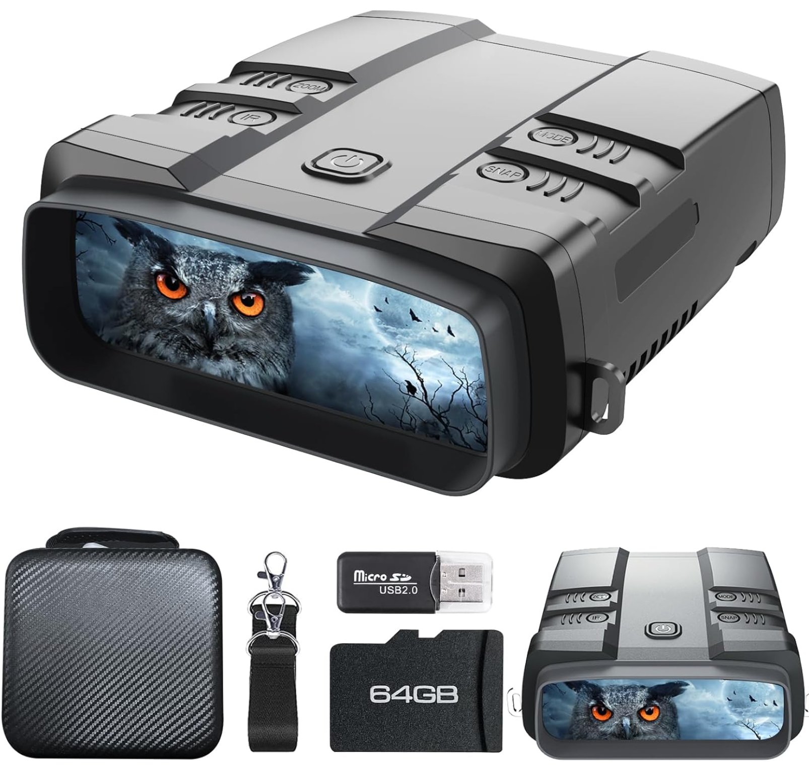 Night Vision Goggles, True 4K Night Vision Binoculars, Built-in Powerful Focusable IR, 6000mAh Rechargeable Battery, Super Large Display, Long Viewing Range, Free 64GB Card (Silver 4k Pro)