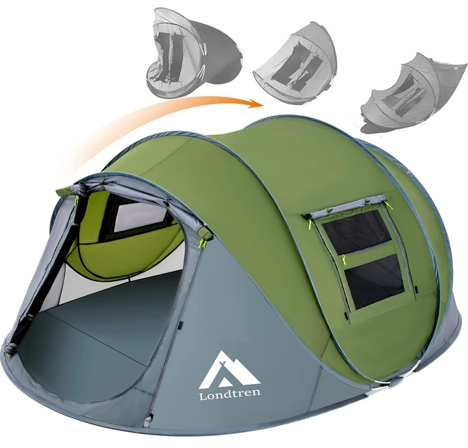 4 Person Easy Pop Up Tent Waterproof Automatic Setup 2 Doors-Instant Family Tents for Camping Hiking & Traveling