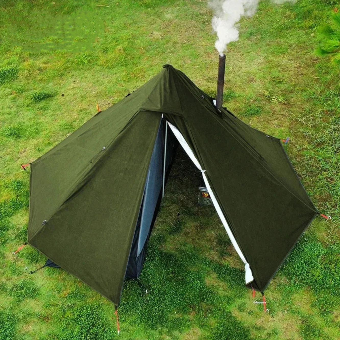 Teepee Hot Tent Camping with Chimney Window Outdoor Ultralight Tent Pyramid Double Layer Bushcraft 1 Person Tents Hot Tent