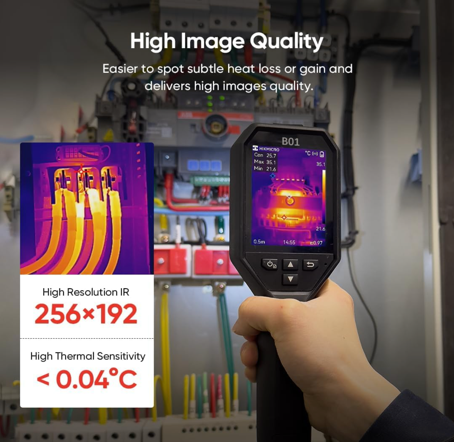 Thermal Camera 256 x 192 IR Resolution, Thermal Imaging Camera with WiFi, 3.2" LCD Screen, 25Hz Refresh Rate, Handheld 49,152 Pixels Infrared Camera