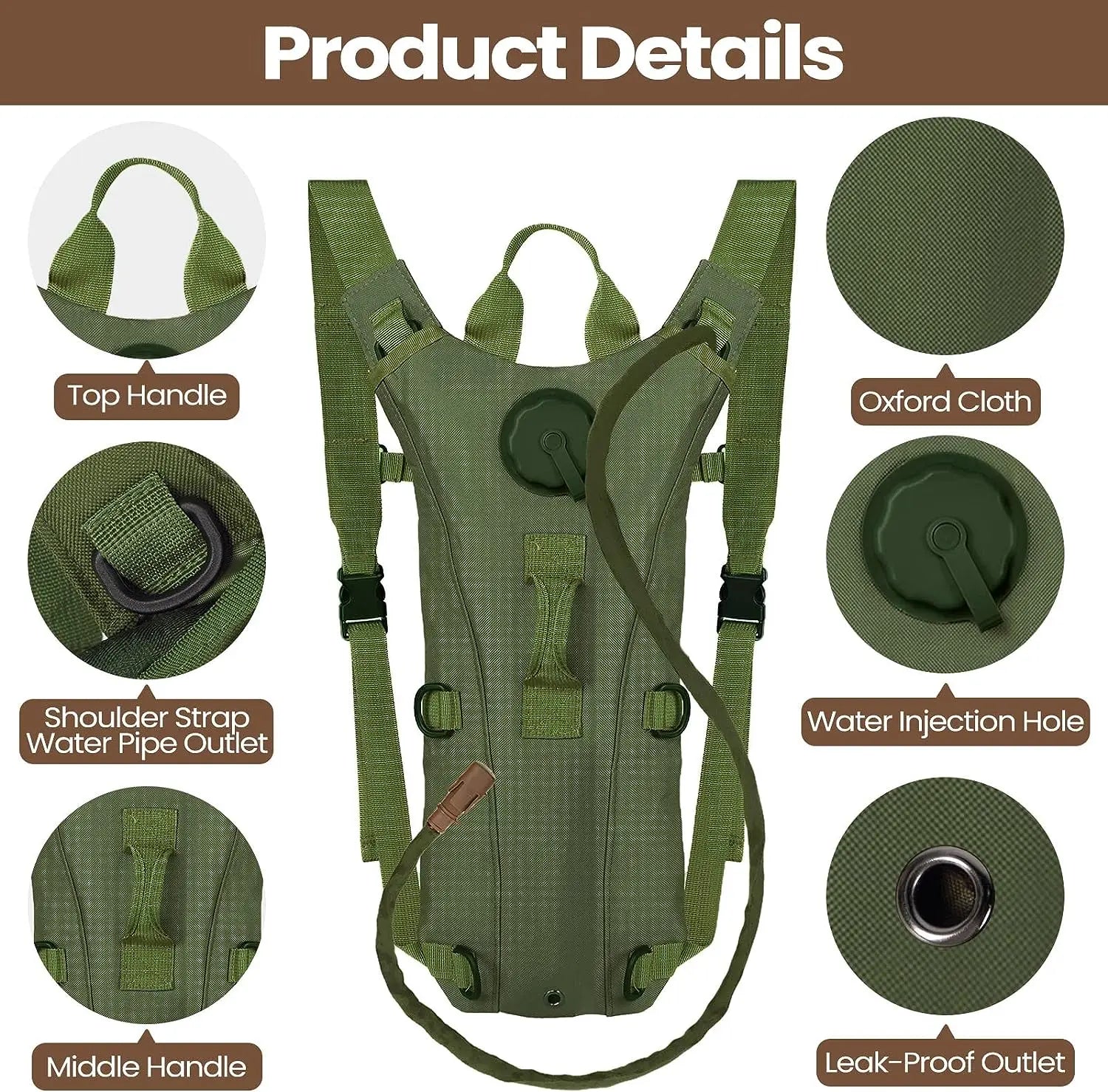 Camel Back Tactical Hydration Water Pack Backpack Water-proof Nylon Water Bag with 3 Liter Bladder for Hiking Cycling Climbing